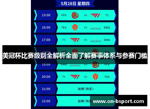 美冠杯比赛级别全解析全面了解赛事体系与参赛门槛